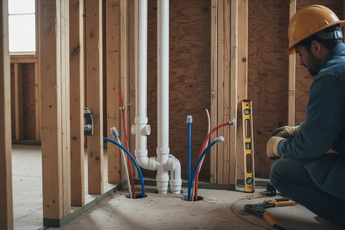 Drain and supply rough-in during Leak Detection in Russells Point