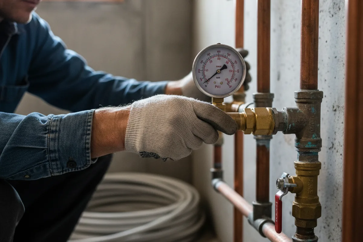 Pressure testing a repaired line during Water Line Repair in Russells Point